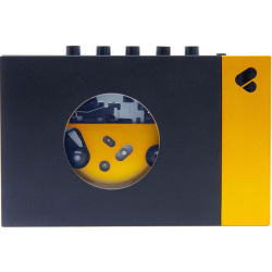 WEAREREWIND - PORTABLE BT CASSETTE PLAYER BLACK YELLOW, Lettore di cassette portatile con Bluetooth, Merula. WEAREREWIND - PORTABLE BT CASSETTE PLAYER BLACK YELLOW, Lettore di cassette portatile con Bluetooth, Merula.