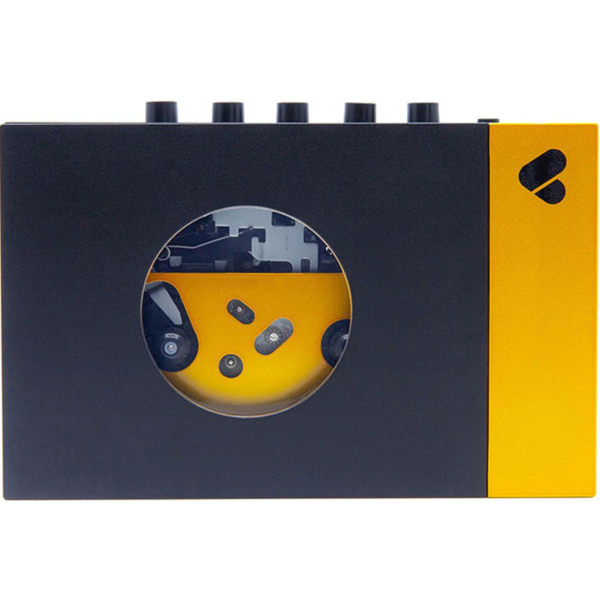 WEAREREWIND - PORTABLE BT CASSETTE PLAYER BLACK YELLOW, Lettore di cassette portatile con Bluetooth, Merula. WEAREREWIND - PORTABLE BT CASSETTE PLAYER BLACK YELLOW, Lettore di cassette portatile con Bluetooth, Merula.