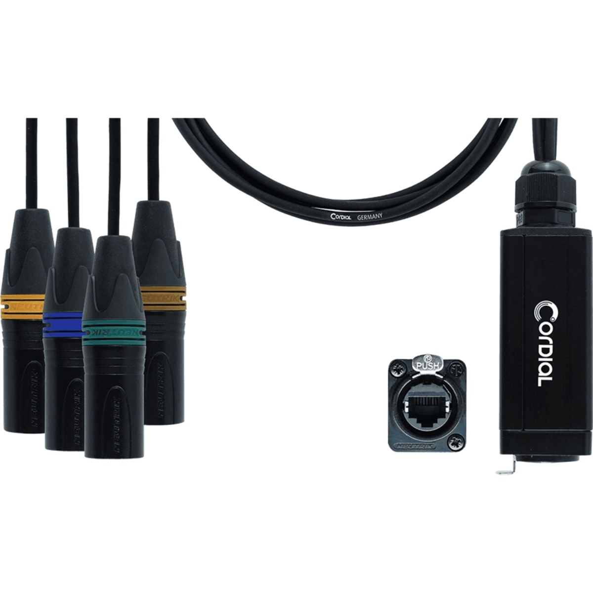 Cordial CDX 0.7 MN 3 Quad-DMX, adattatore DMX EtherCON/XLR Cordial CDX 0.7 MN 3 Quad-DMX, adattatore DMX EtherCON/XLR